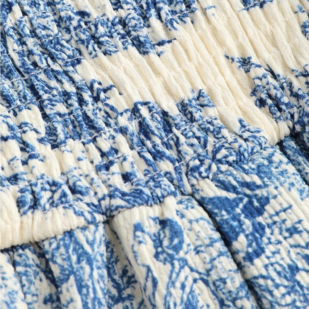 Blue and White toile de jouy Strapless Dress - Picture 9 of 11